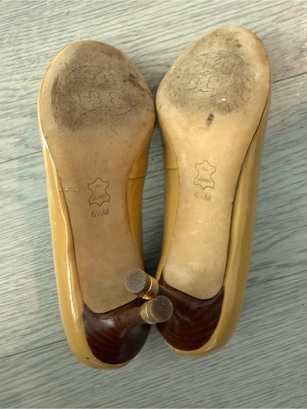 Tory Burch Sally Peep Toe Wedge Pumps Nude Size 6.5 - Picture 6 of 7